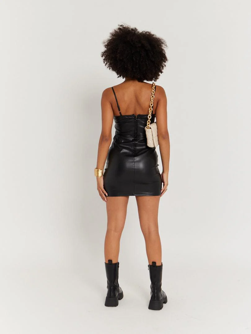Robe bretelles en simili cuir - Image 3