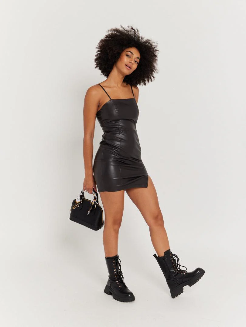 Robe bretelles en simili cuir - Image 7