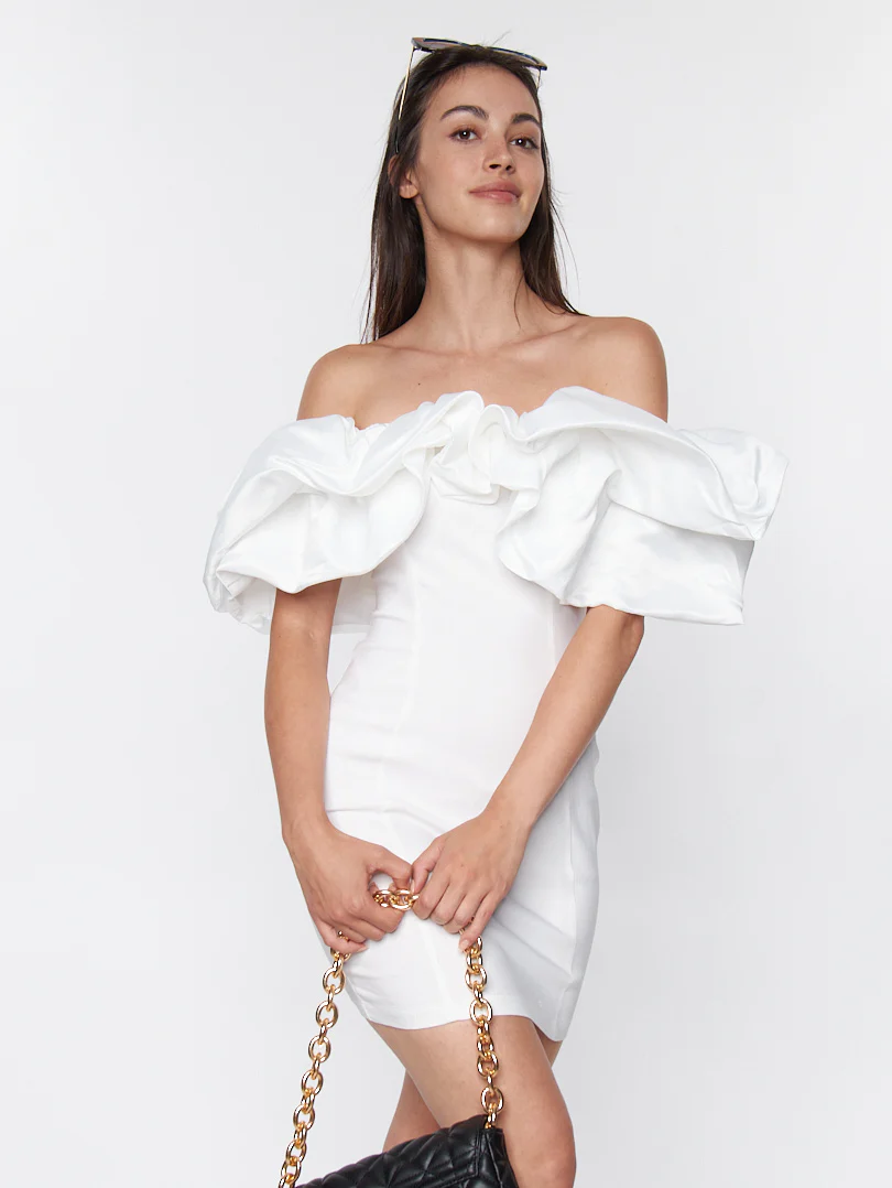 Robe courte stretch col texturé - Image 4