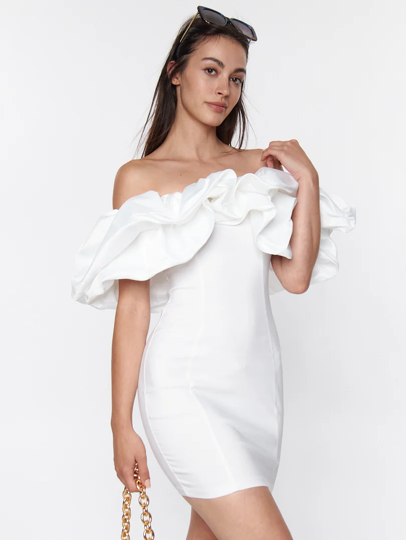 Robe courte stretch col texturé - Image 6