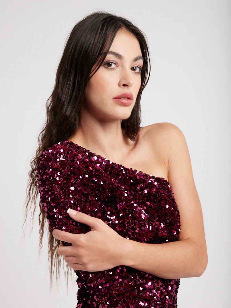 Robe de soirée asymétrique à sequins - Image 11