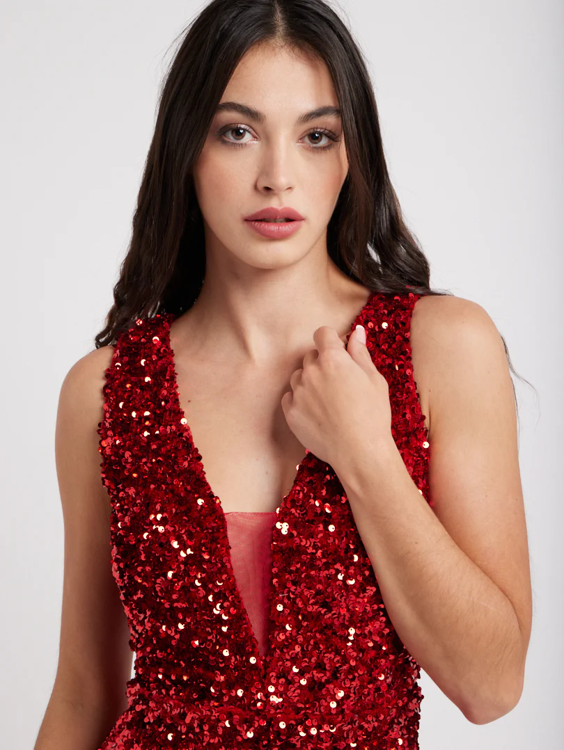 Robe de soirée sequins décolletée - Image 16