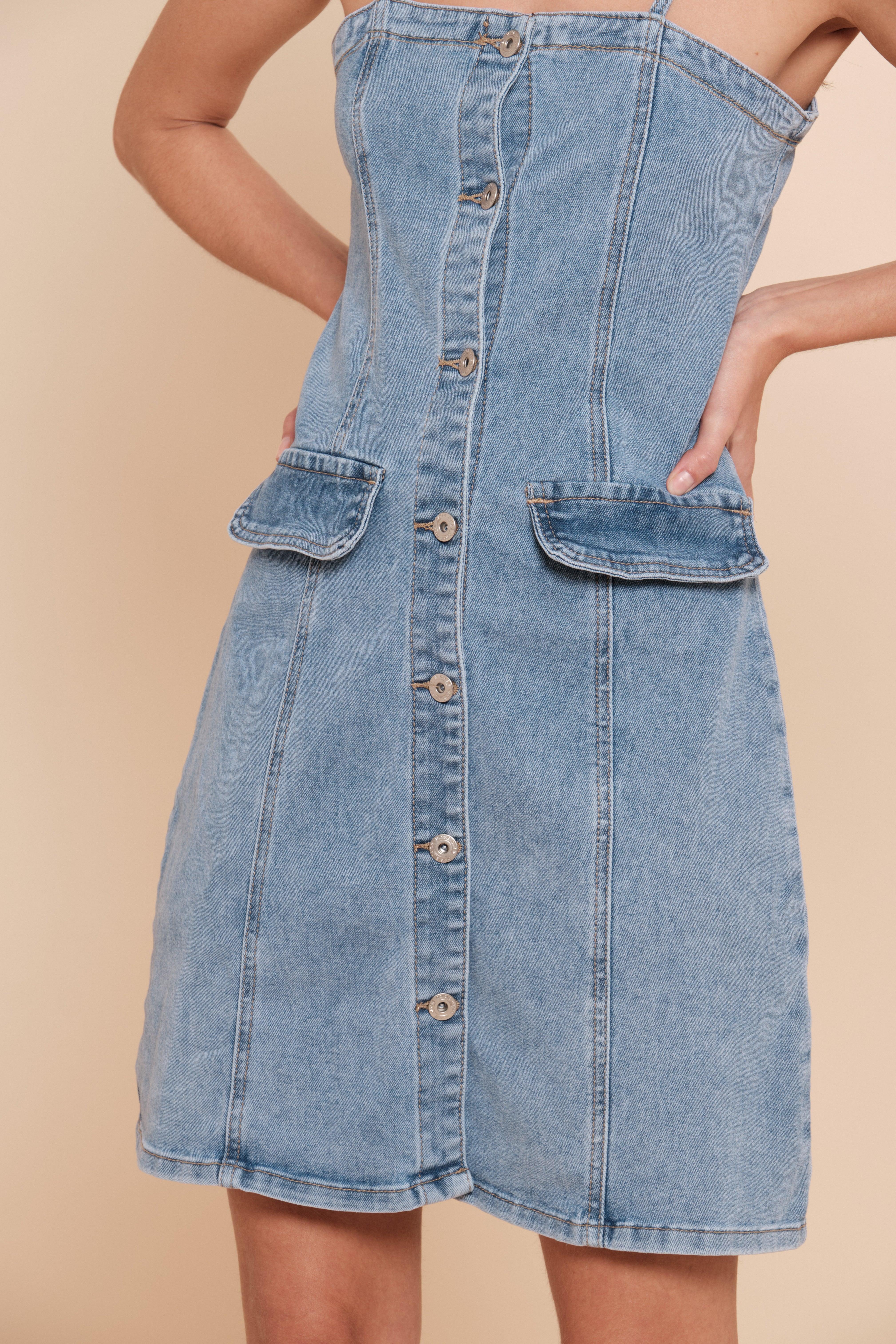 Robe denim courte à bretelle - Image 5