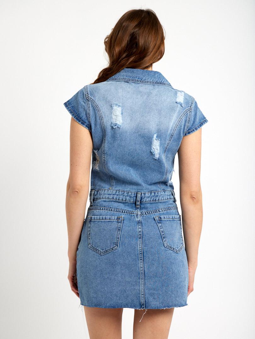 Robe en jean mancheron ceinturée - Image 4