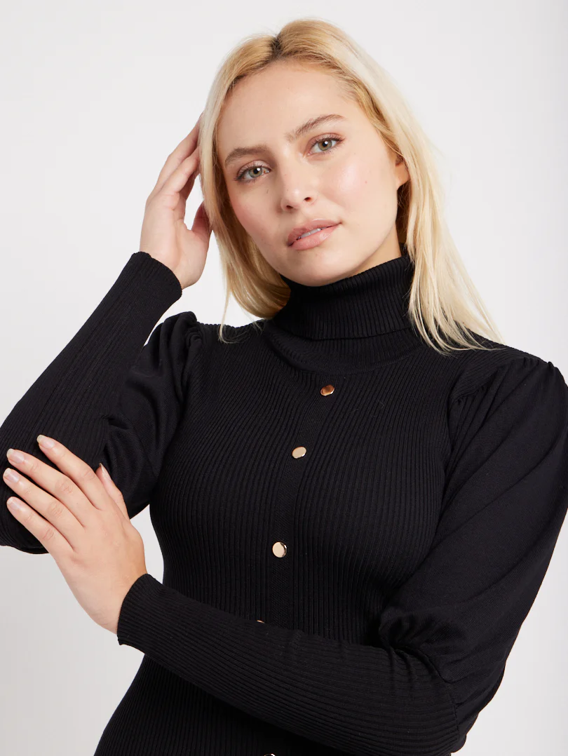 Robe en maille détail boutons - Image 3