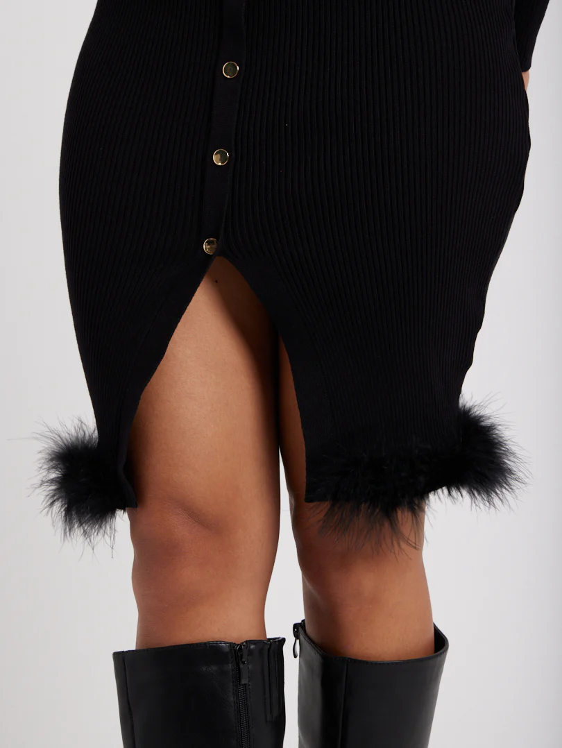 Robe en maille détail fourrure - Image 12