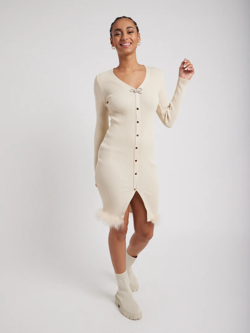 Robe en maille détail fourrure - Image 13