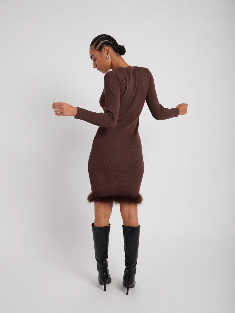 Robe en maille détail fourrure - Image 6