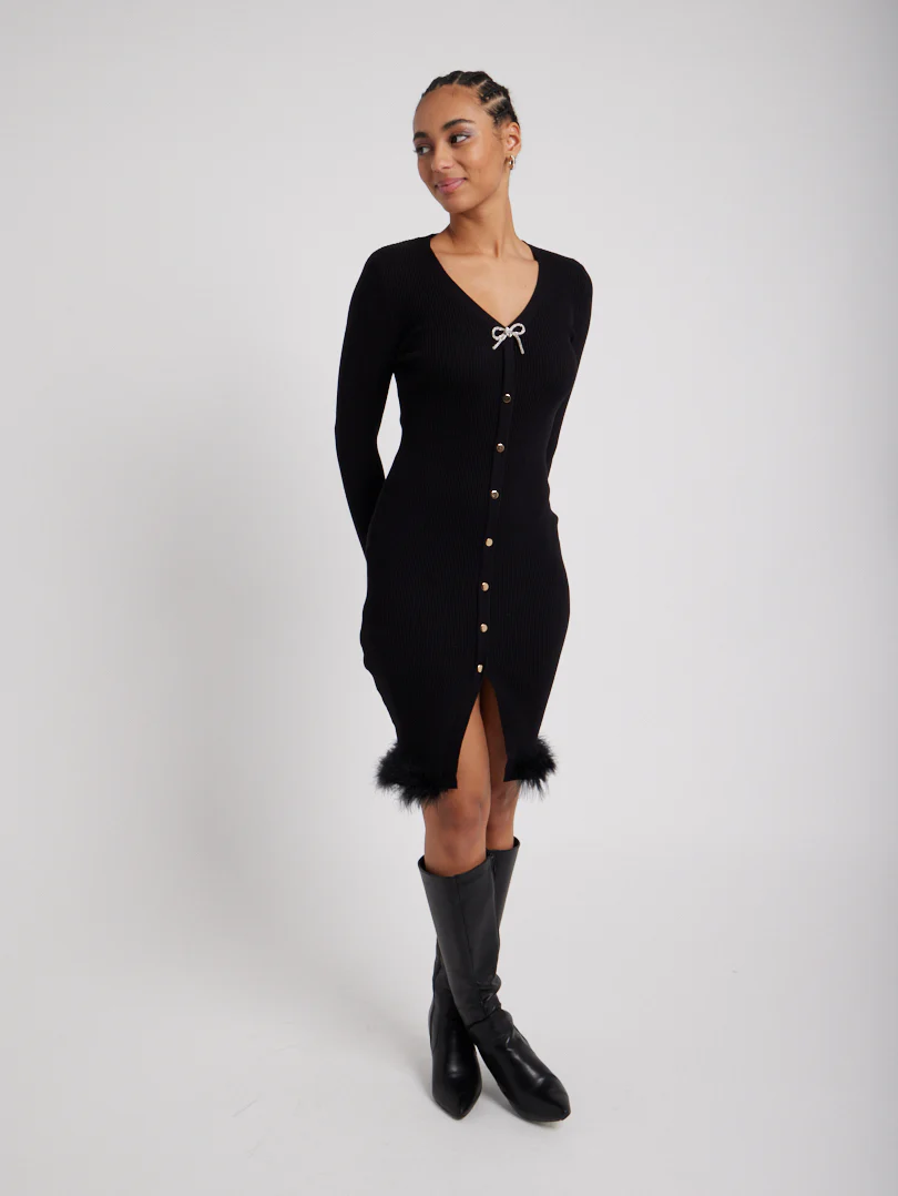 Robe en maille détail fourrure - Image 9