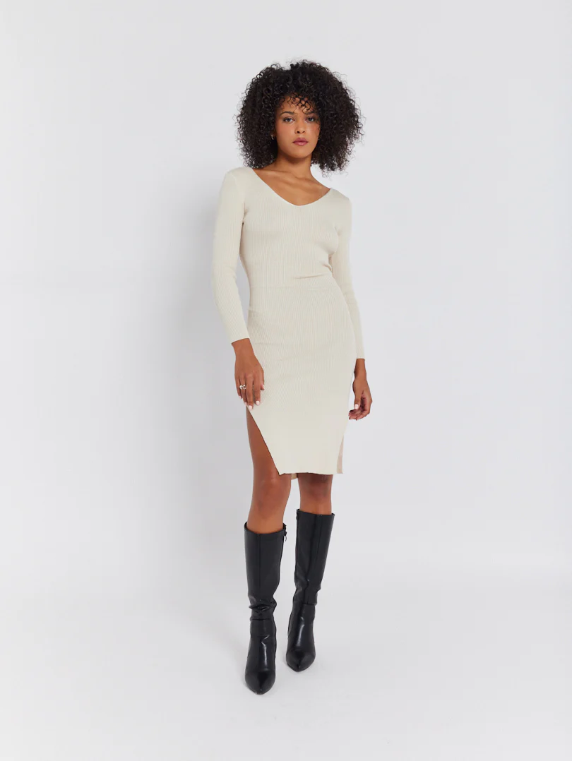 Robe en maille fendue