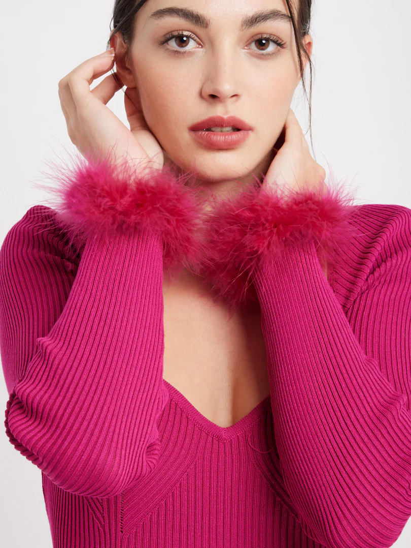 Robe en maille finition plumes - Image 3