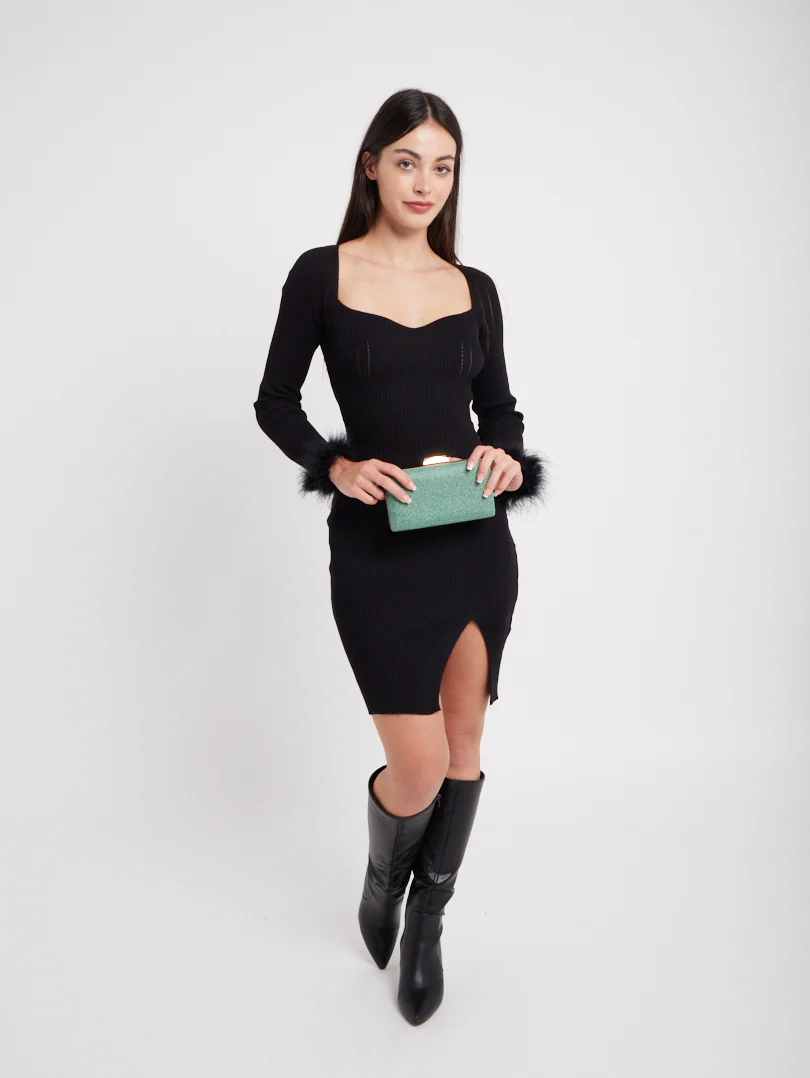 Robe en maille finition plumes - Image 9