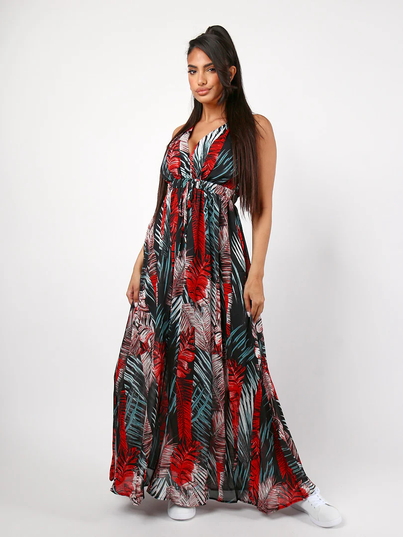 Robe longue à imprimé tropical fluide - Image 10