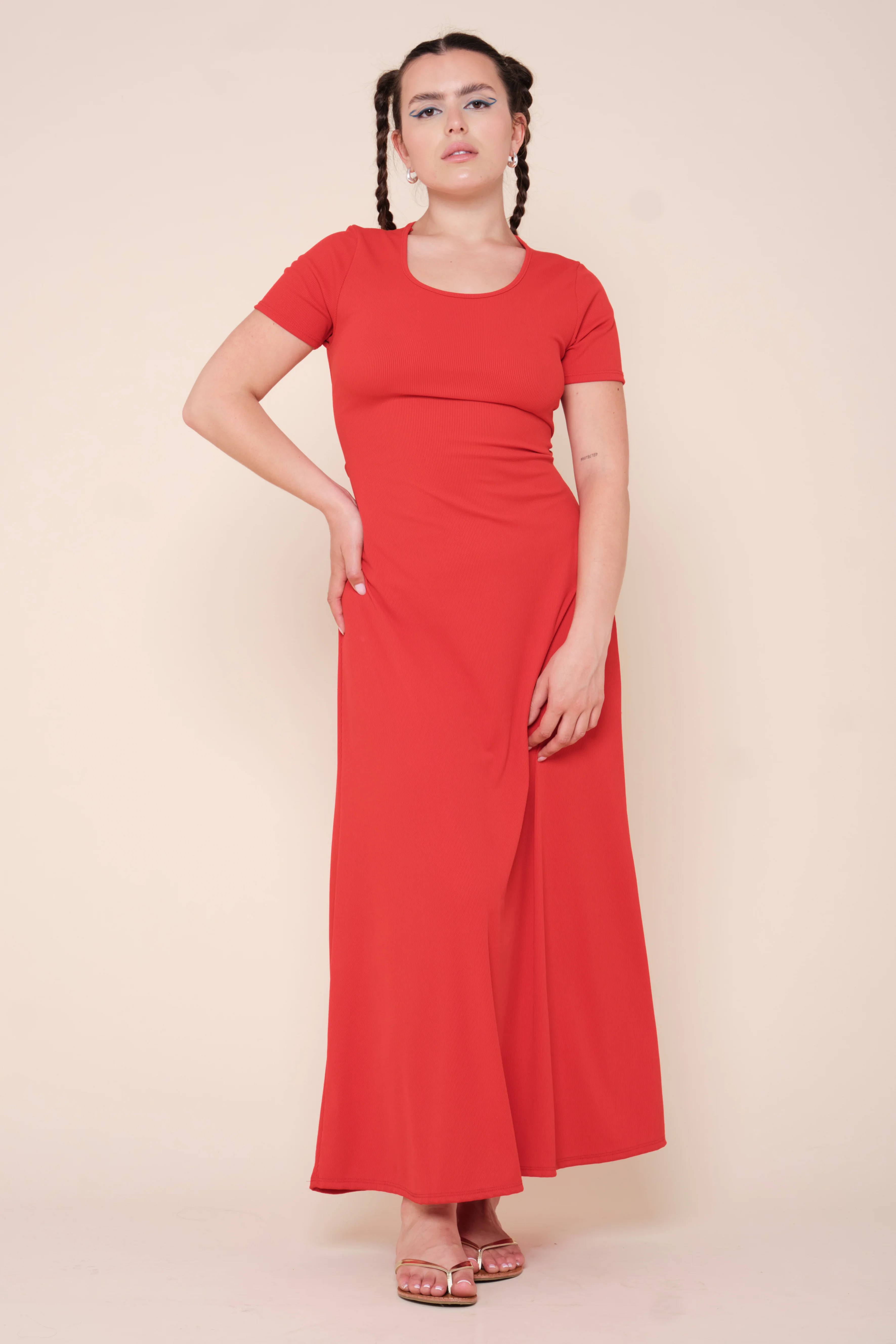 Robe longue rouge vif