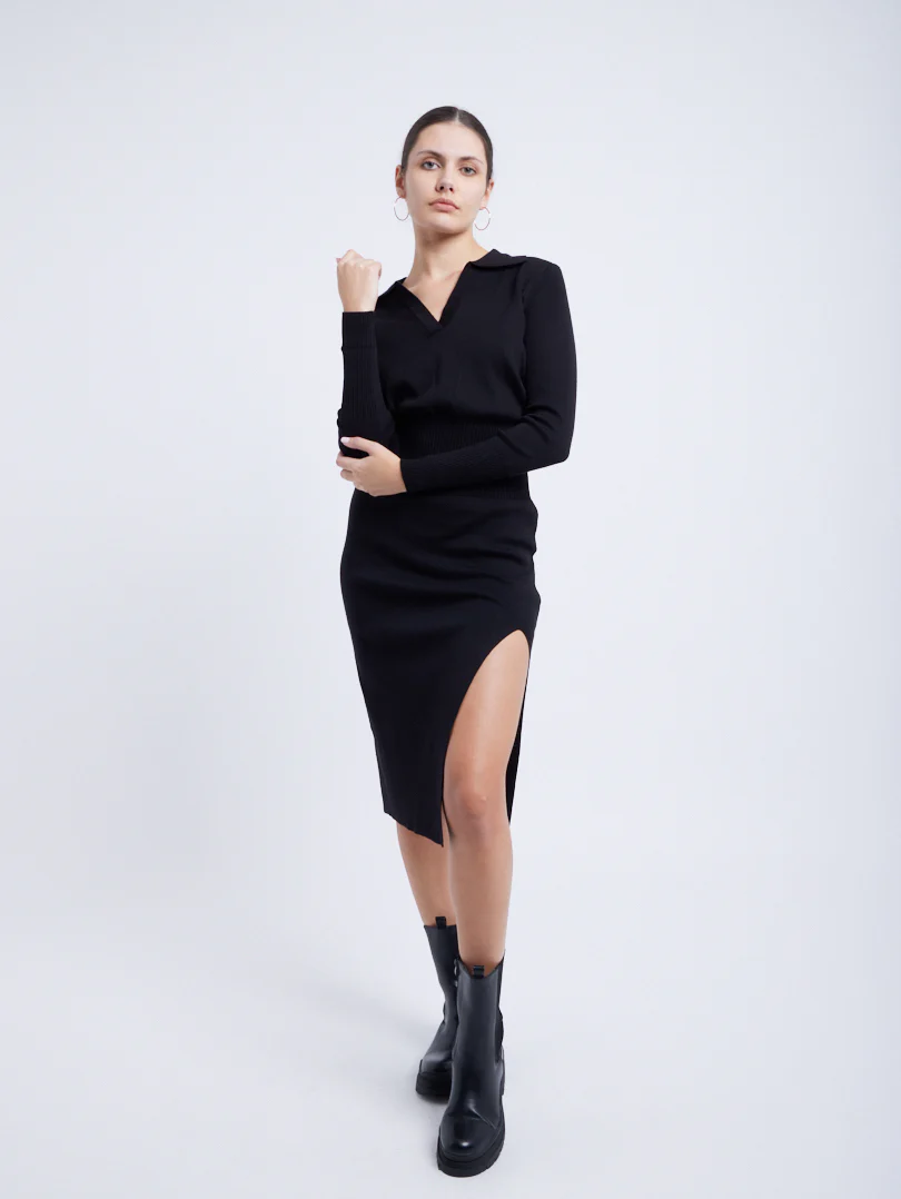 Robe maille col chemise
