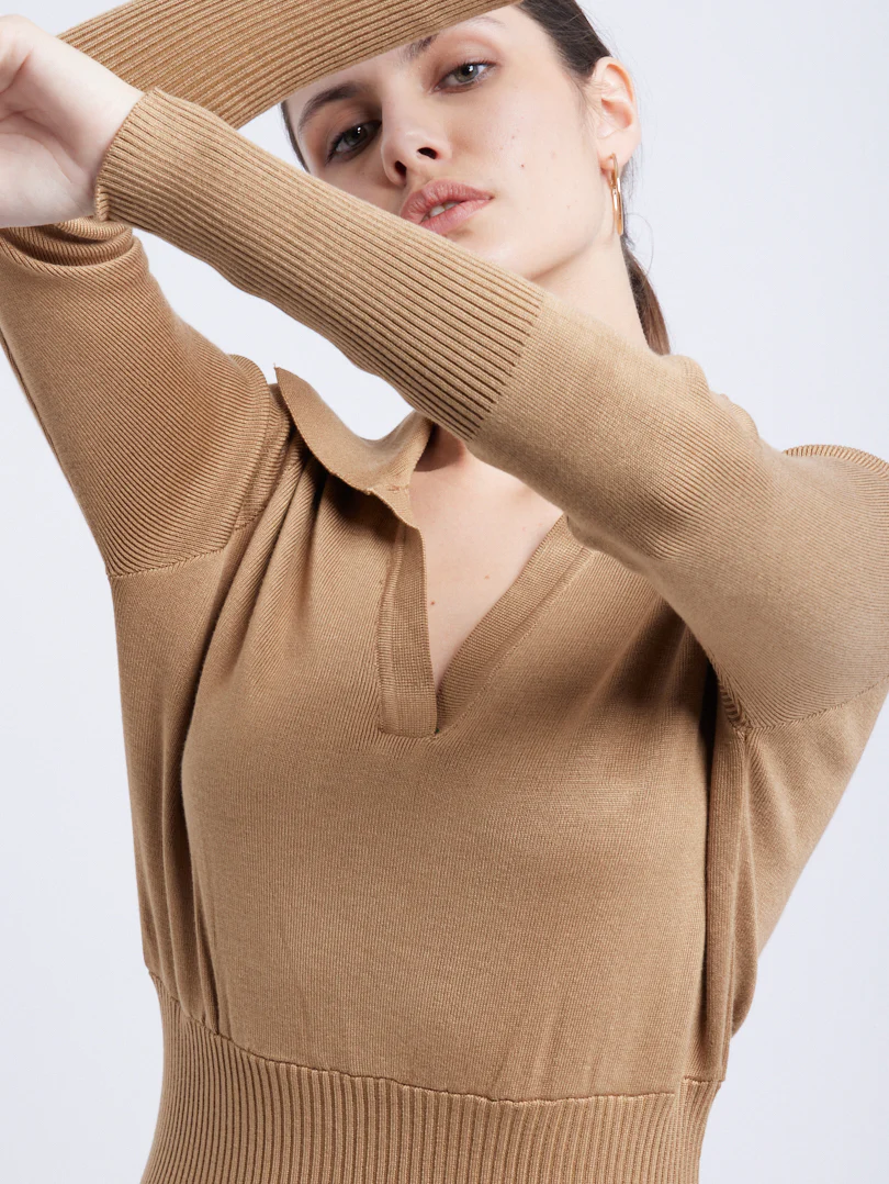 Robe maille col chemise - Image 10