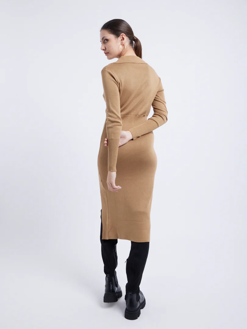 Robe maille col chemise - Image 11