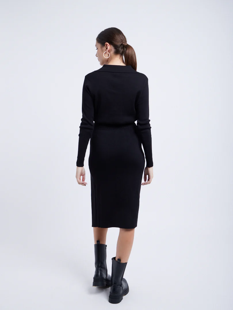 Robe maille col chemise - Image 2