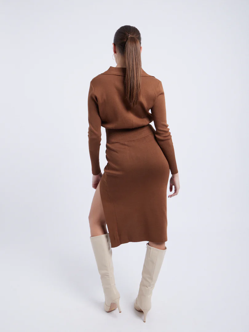 Robe maille col chemise - Image 7