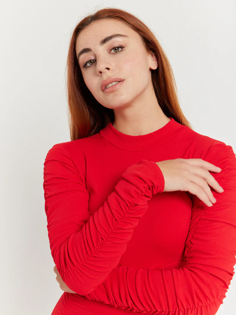 Robe manches longues rouge - Image 20