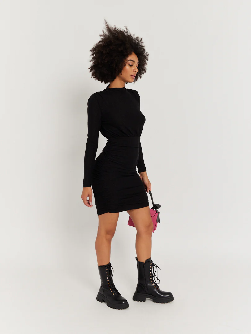 Robe noire pailletée manches longues - Image 10