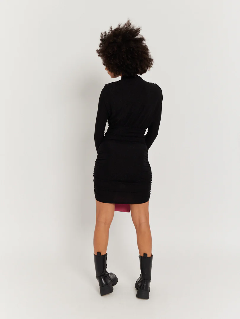 Robe noire pailletée manches longues - Image 11