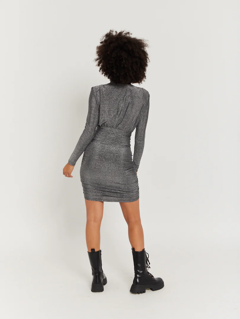 Robe noire pailletée manches longues - Image 6