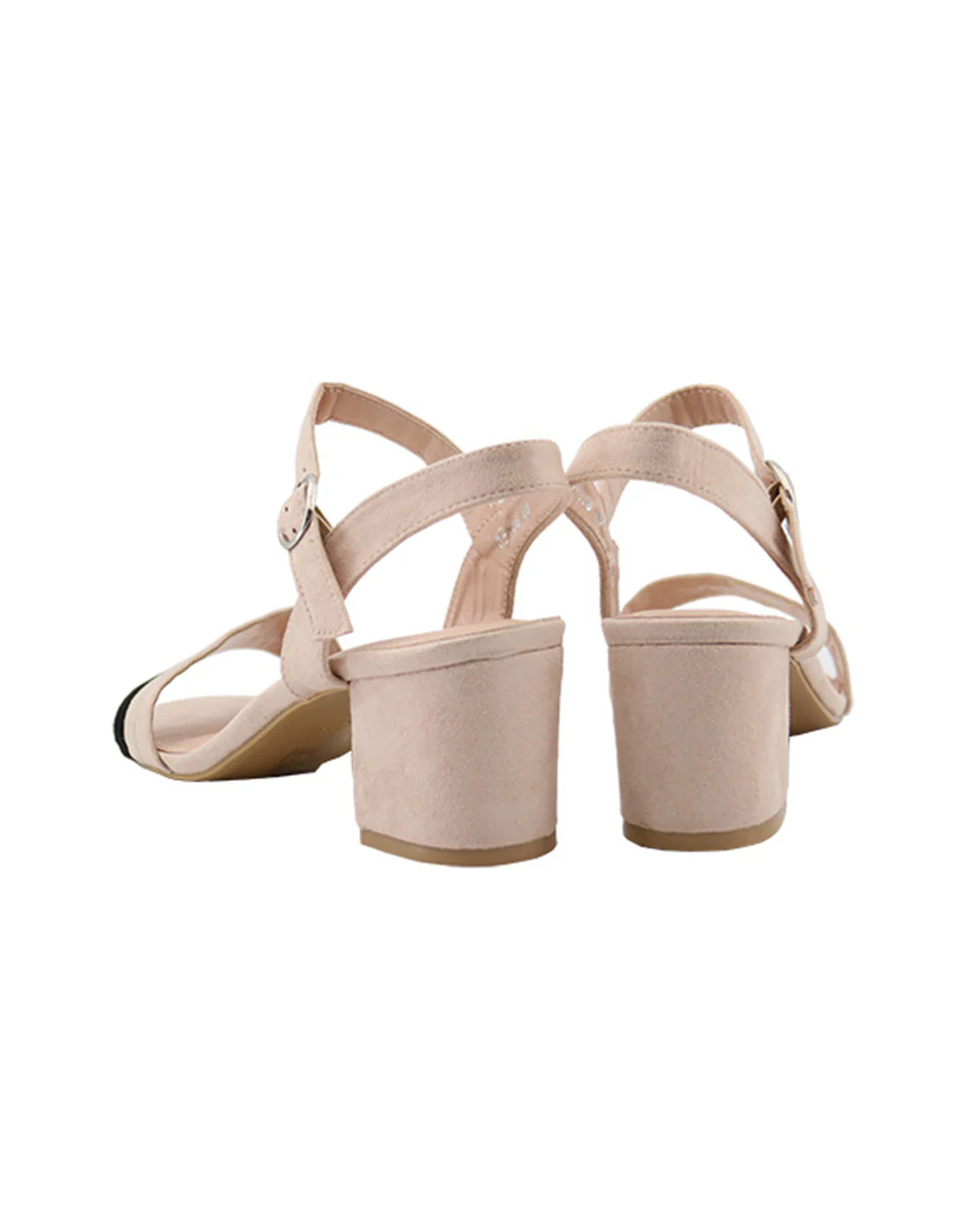 Sandale à talon carré beige en simili daim - Image 4
