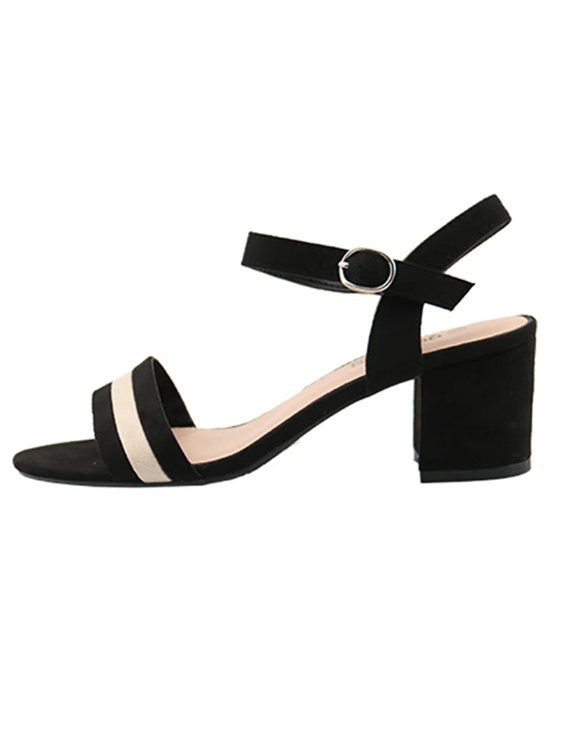 Sandale à talon noir et beige - Image 3