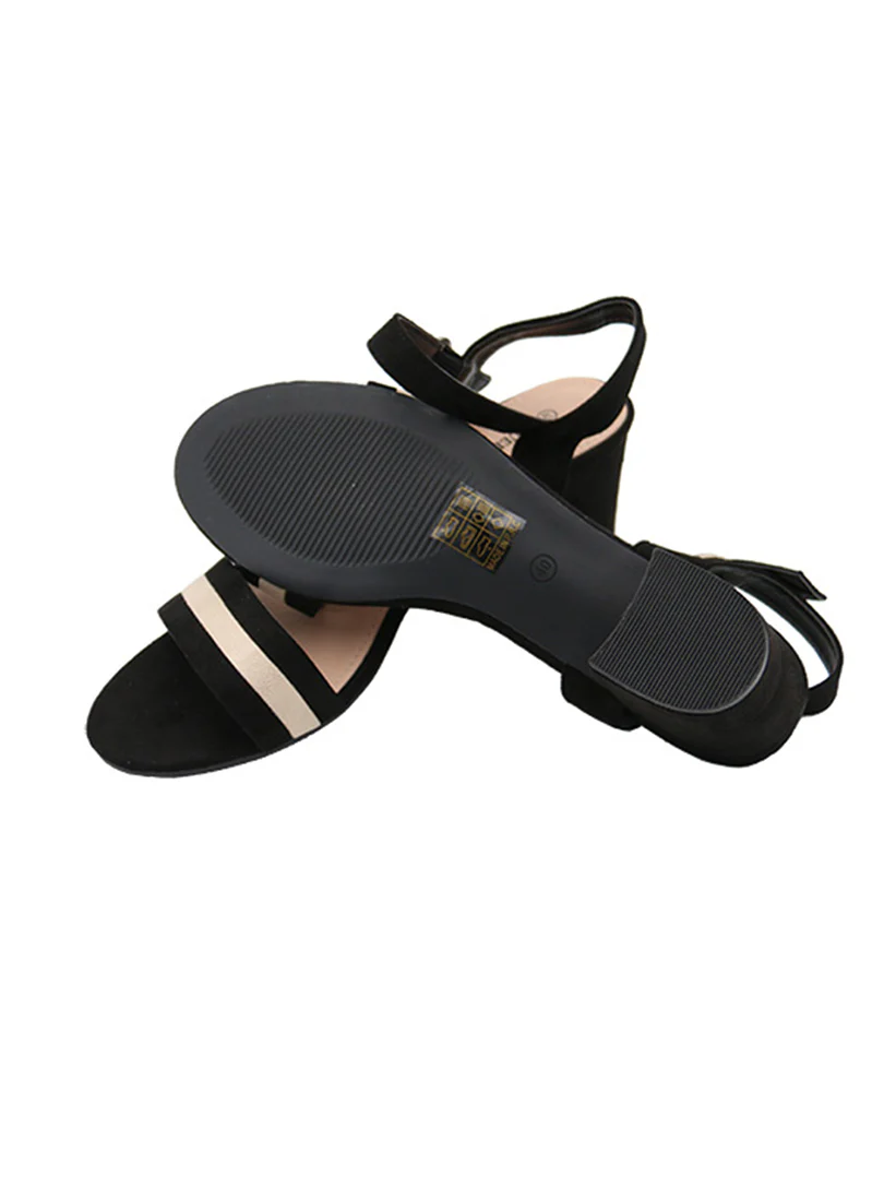 Sandale à talon noir et beige - Image 5