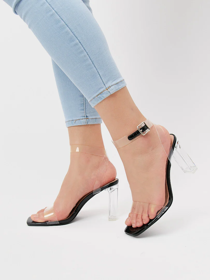 Sandale avec talon et strass transparents ajustable - Image 10