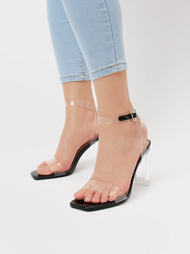 Sandale avec talon et strass transparents ajustable - Image 9