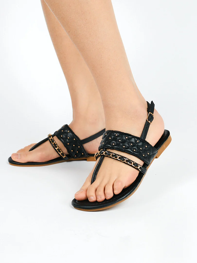 Sandale en simili cuir chaine strass - Image 10
