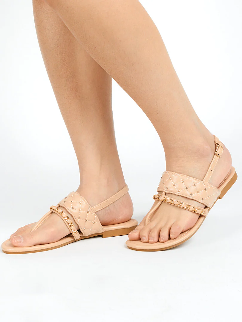 Sandale en simili cuir chaine strass - Image 3