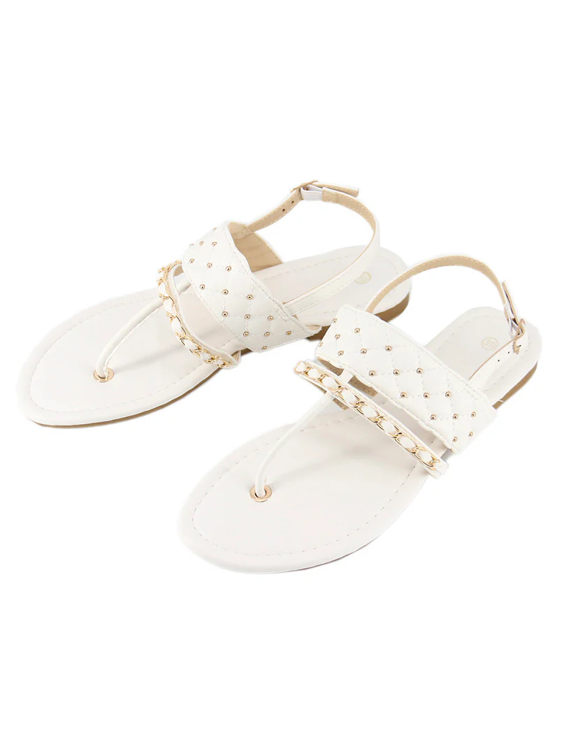 Sandale en simili cuir chaine strass - Image 4