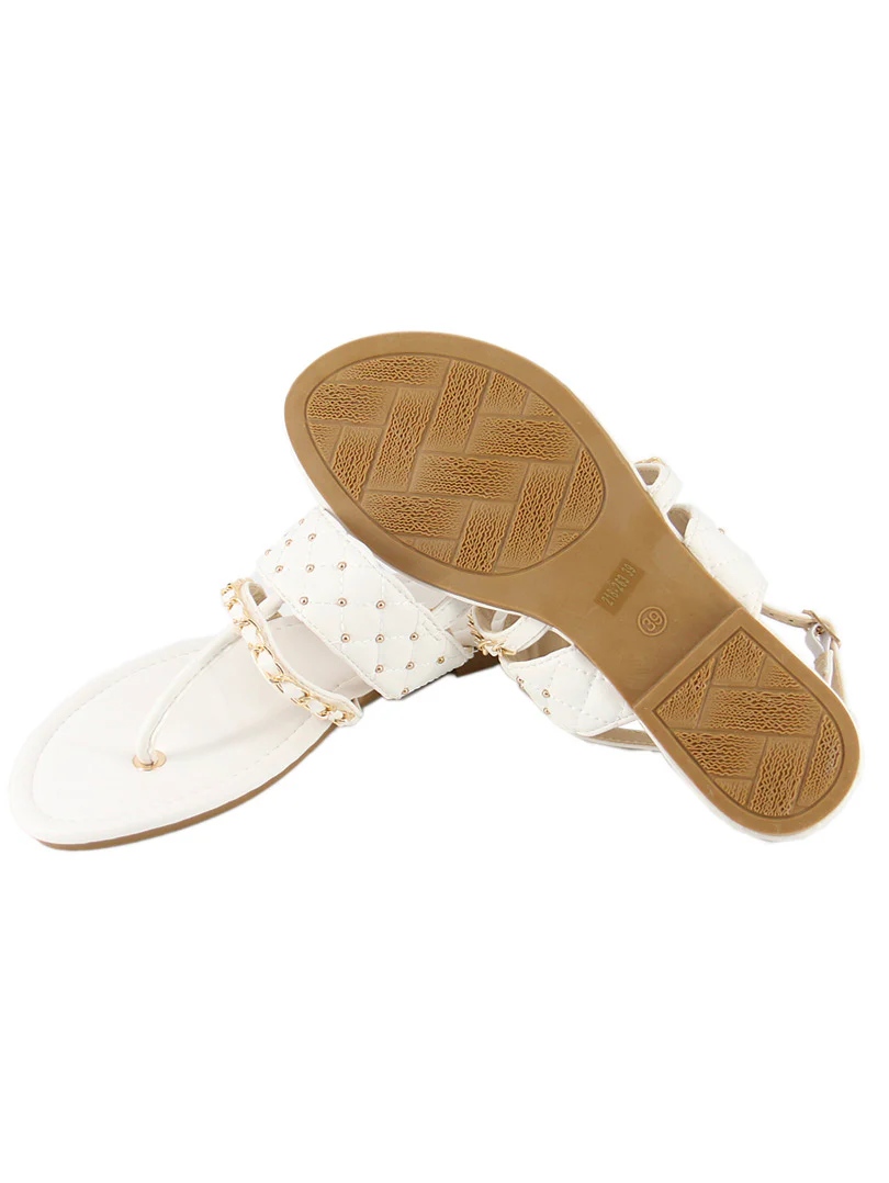 Sandale en simili cuir chaine strass - Image 7