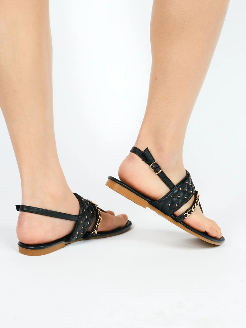 Sandale en simili cuir chaine strass - Image 9