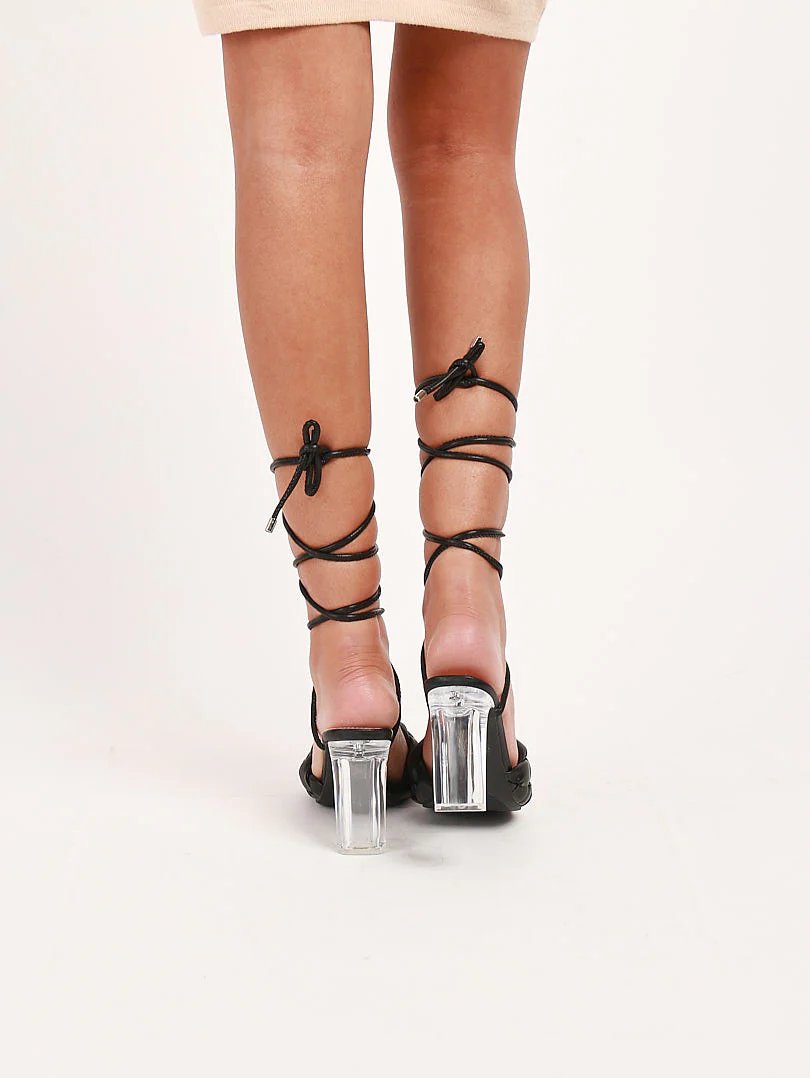Sandales à talons transparents avec nœuds - Image 3