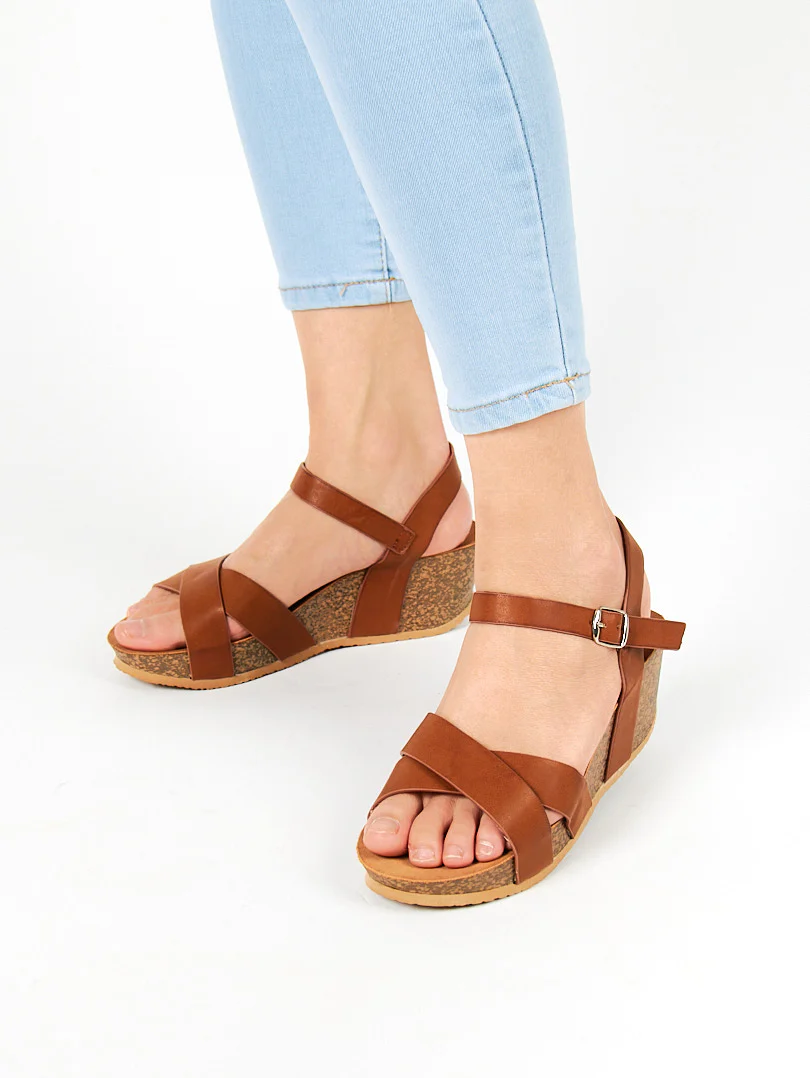 Sandales compensée nu pied