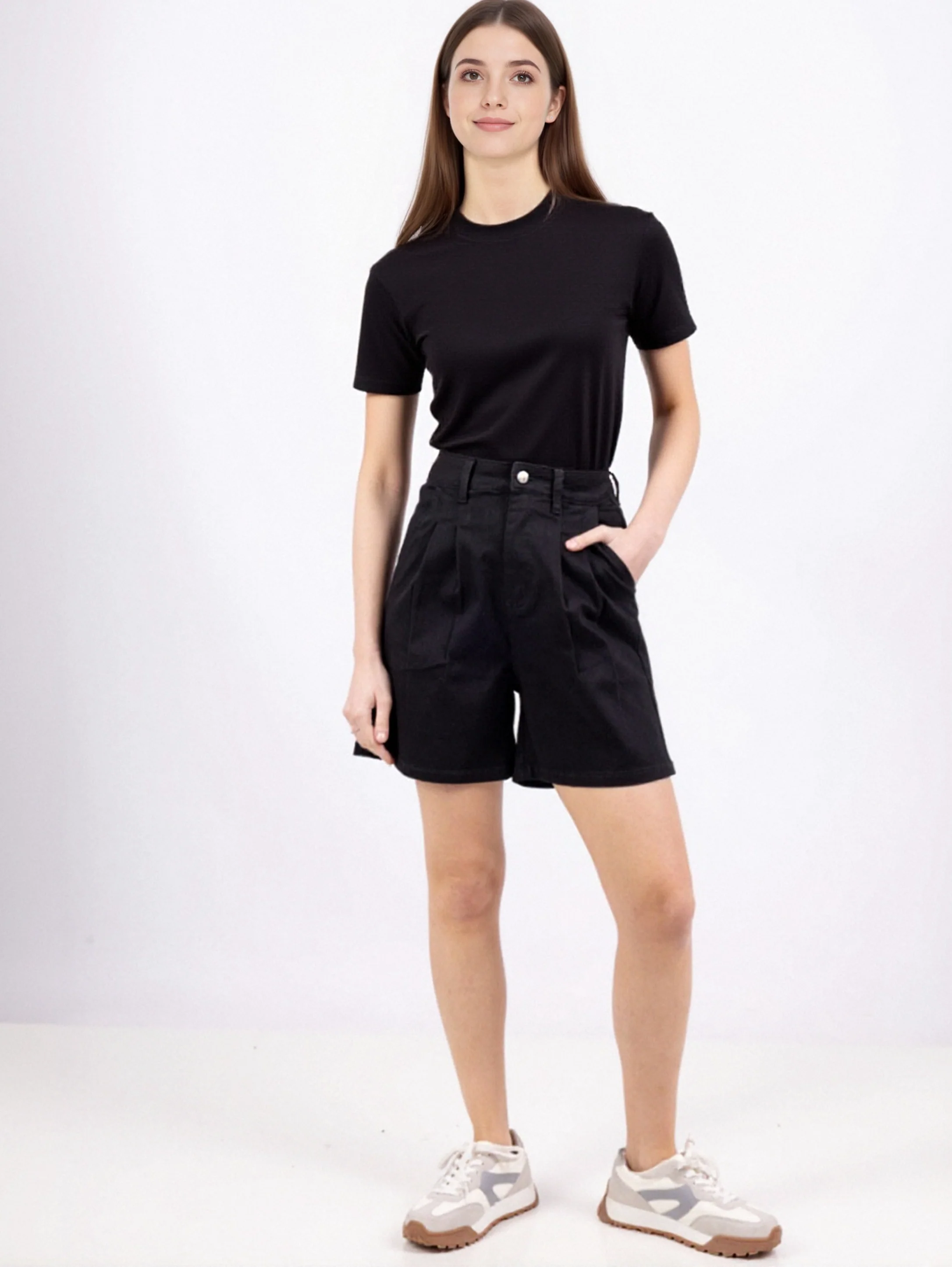 Short en jean à jambes larges taille haute