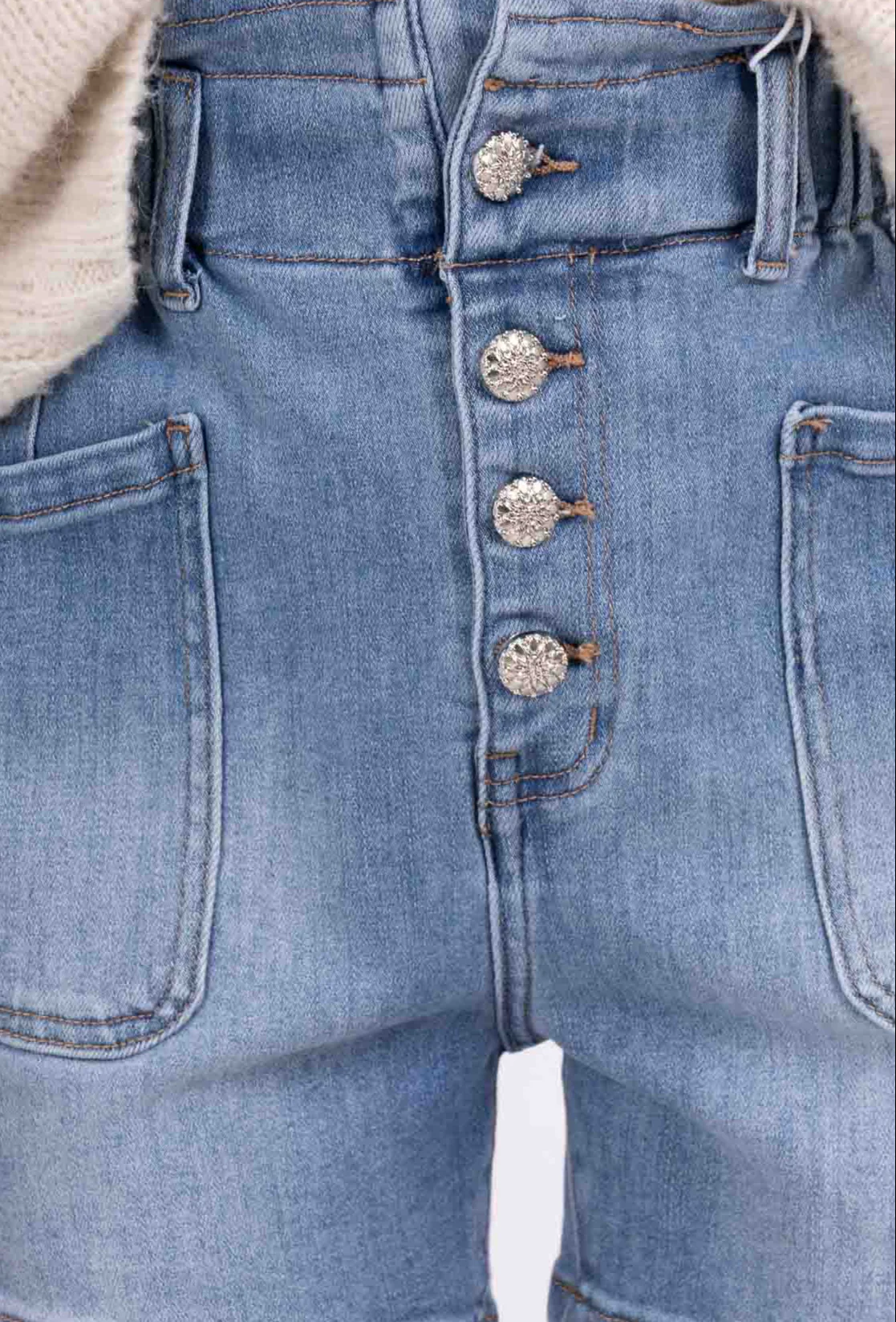 Short en Jean Bleu Délavé - Image 3