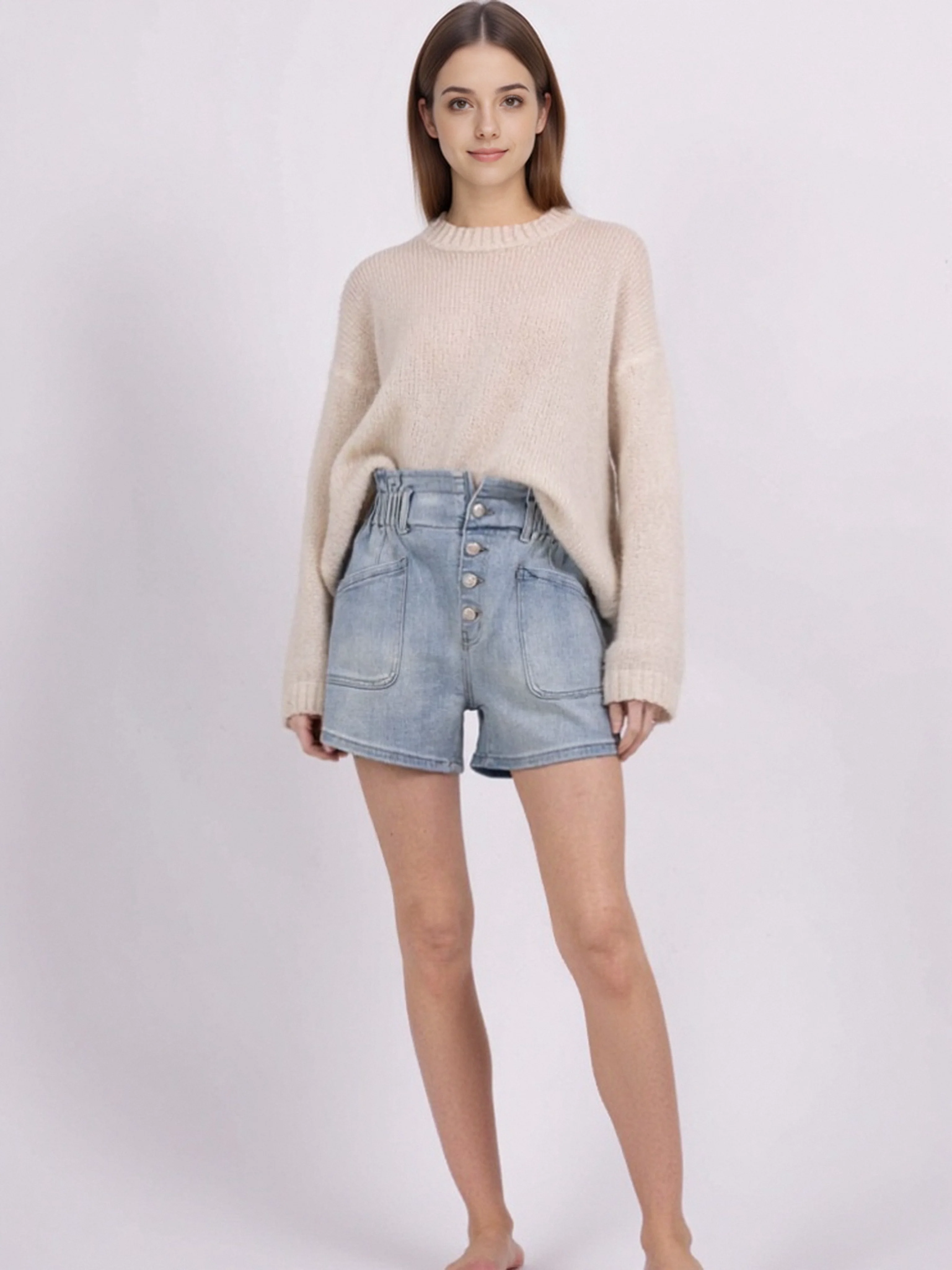 Short en Jean Bleu Délavé - Image 4