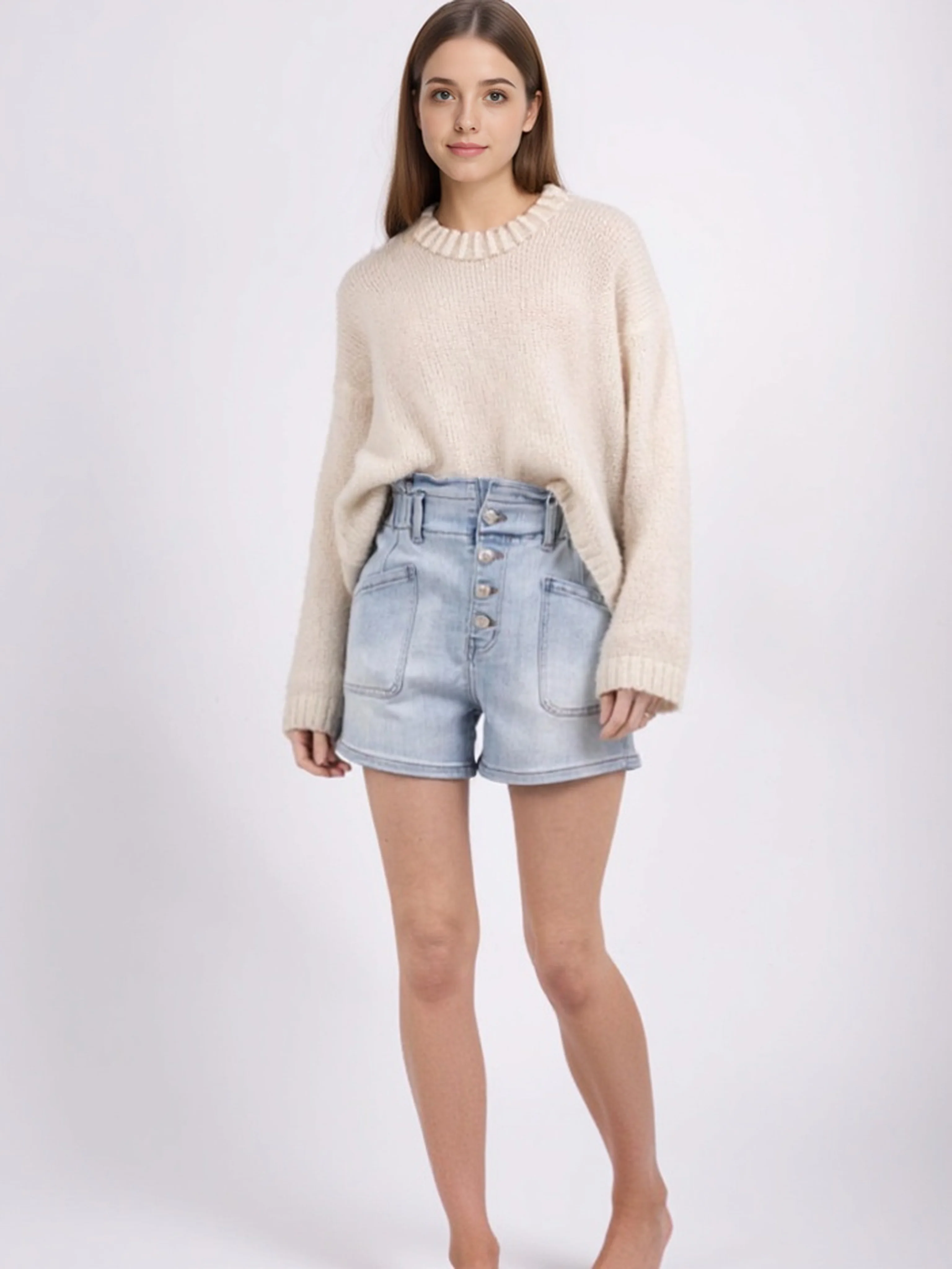 Short en Jean Bleu Délavé - Image 8