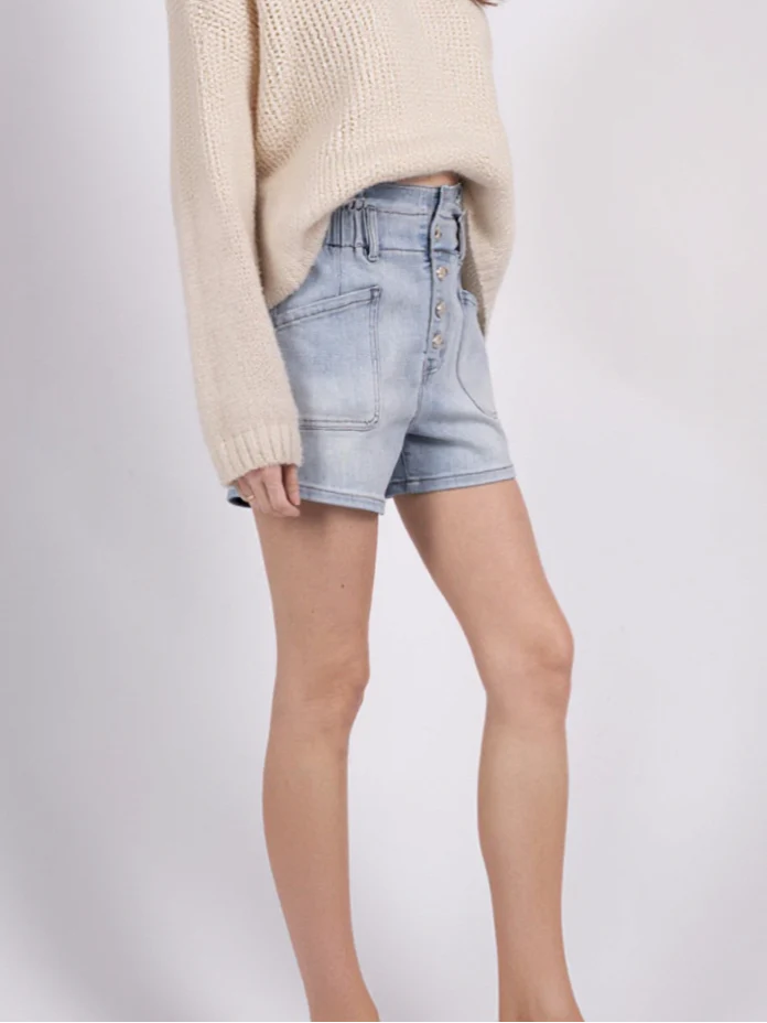 Short en Jean Bleu Délavé - Image 9