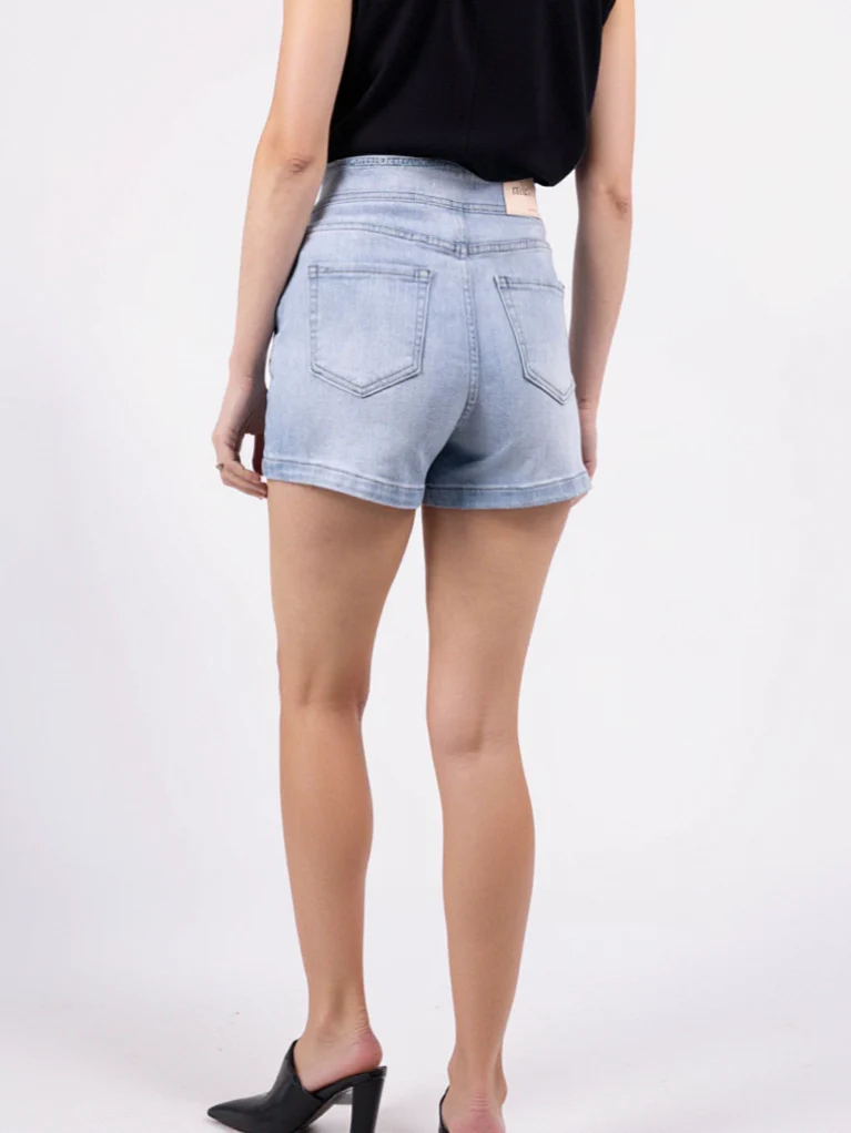 Short en jean taille haute délavé - Image 3