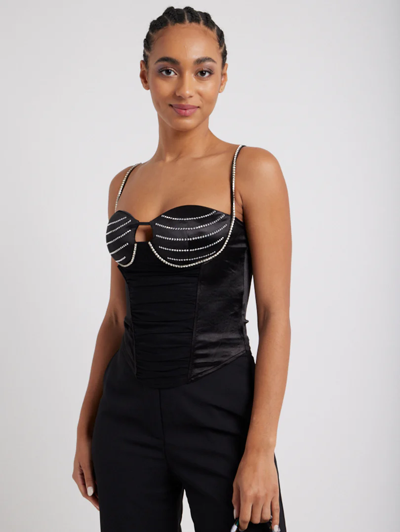 Top corset à bretelles en strass - Image 5