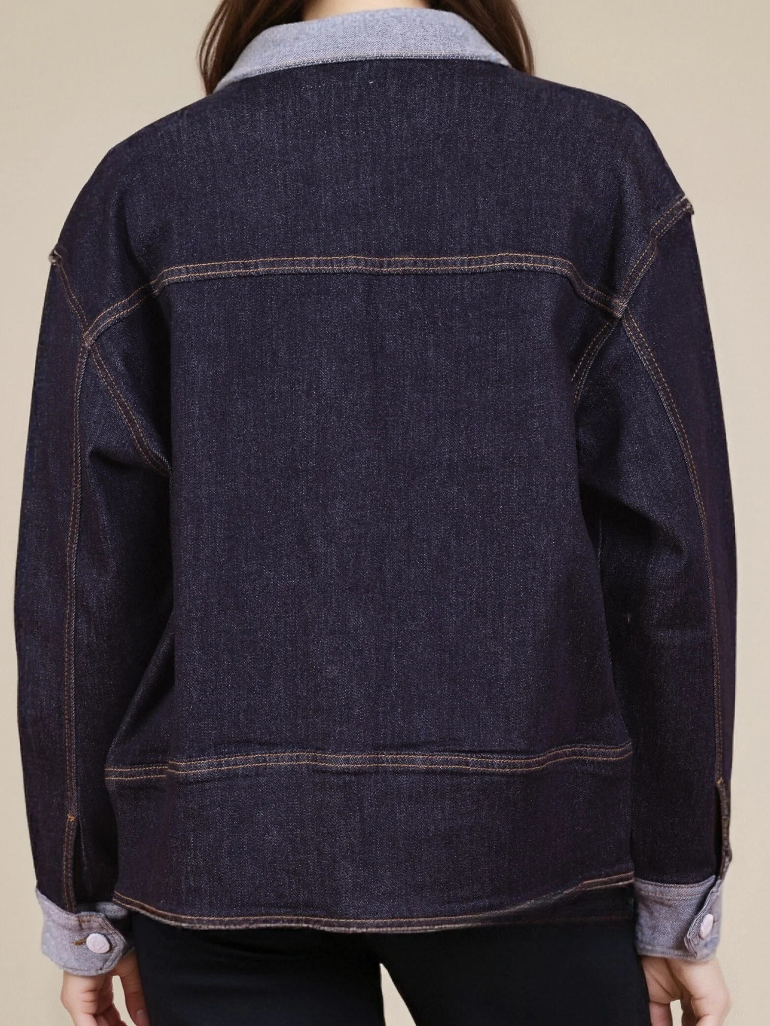 Veste en Jean Brut Robuste à Manches Longues Casual Élégant - Image 3