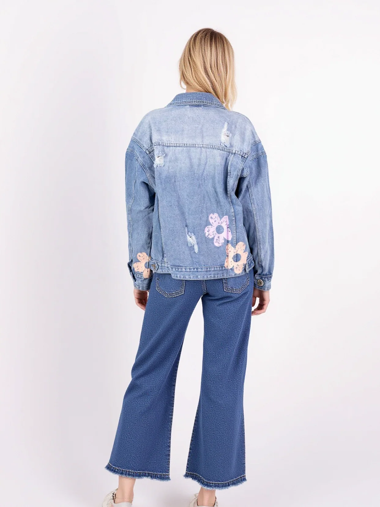 Veste en jean imprimé fleuri - Image 3
