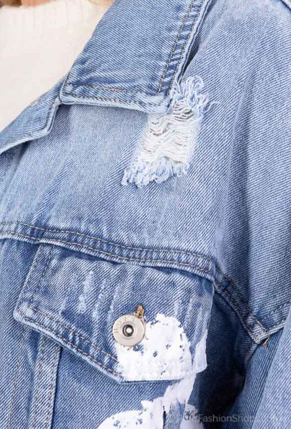 Veste en jean imprimé fleuri - Image 4